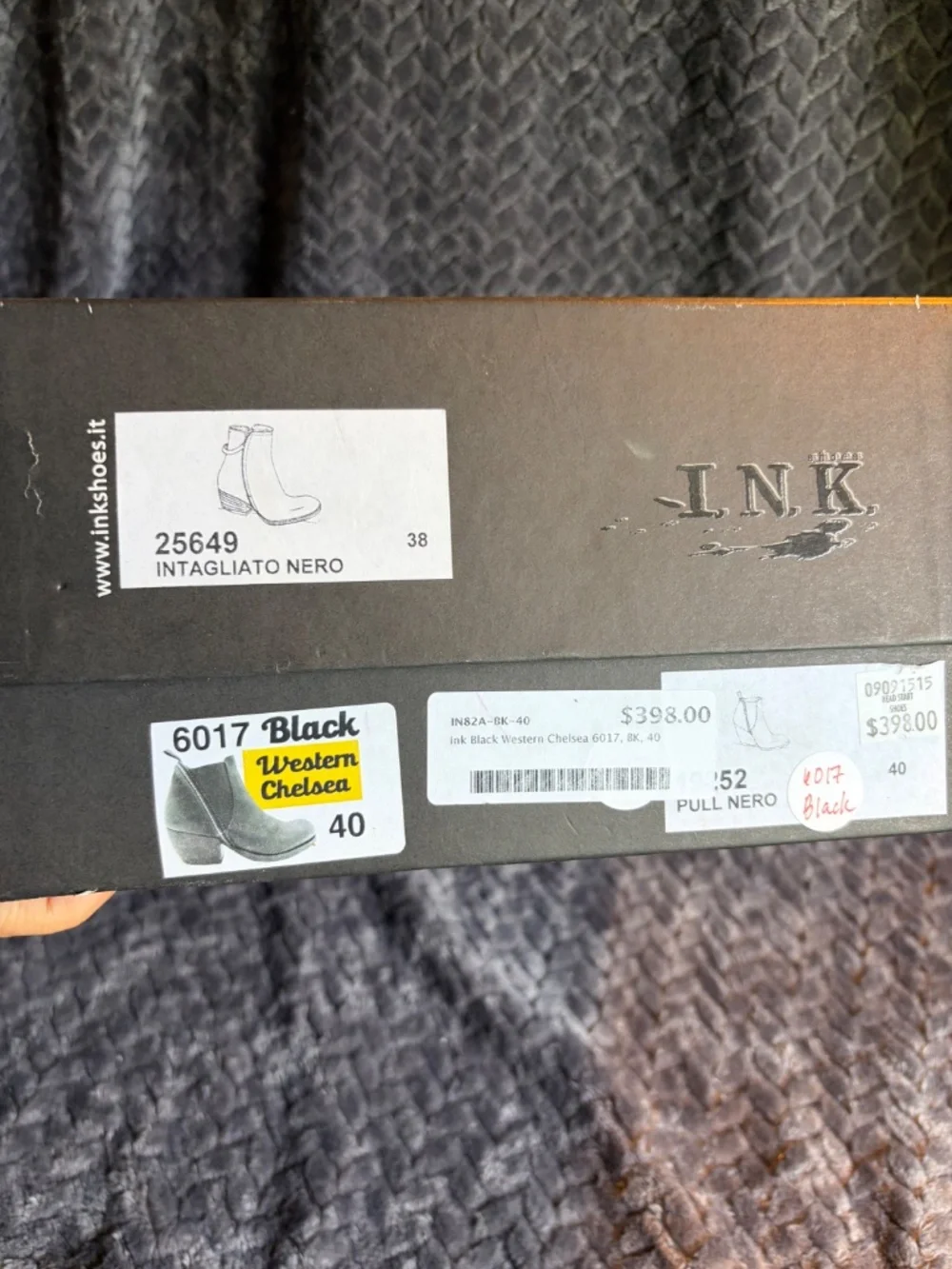 I.N.K. Shoes Black Leather Western Chelsea size: 40